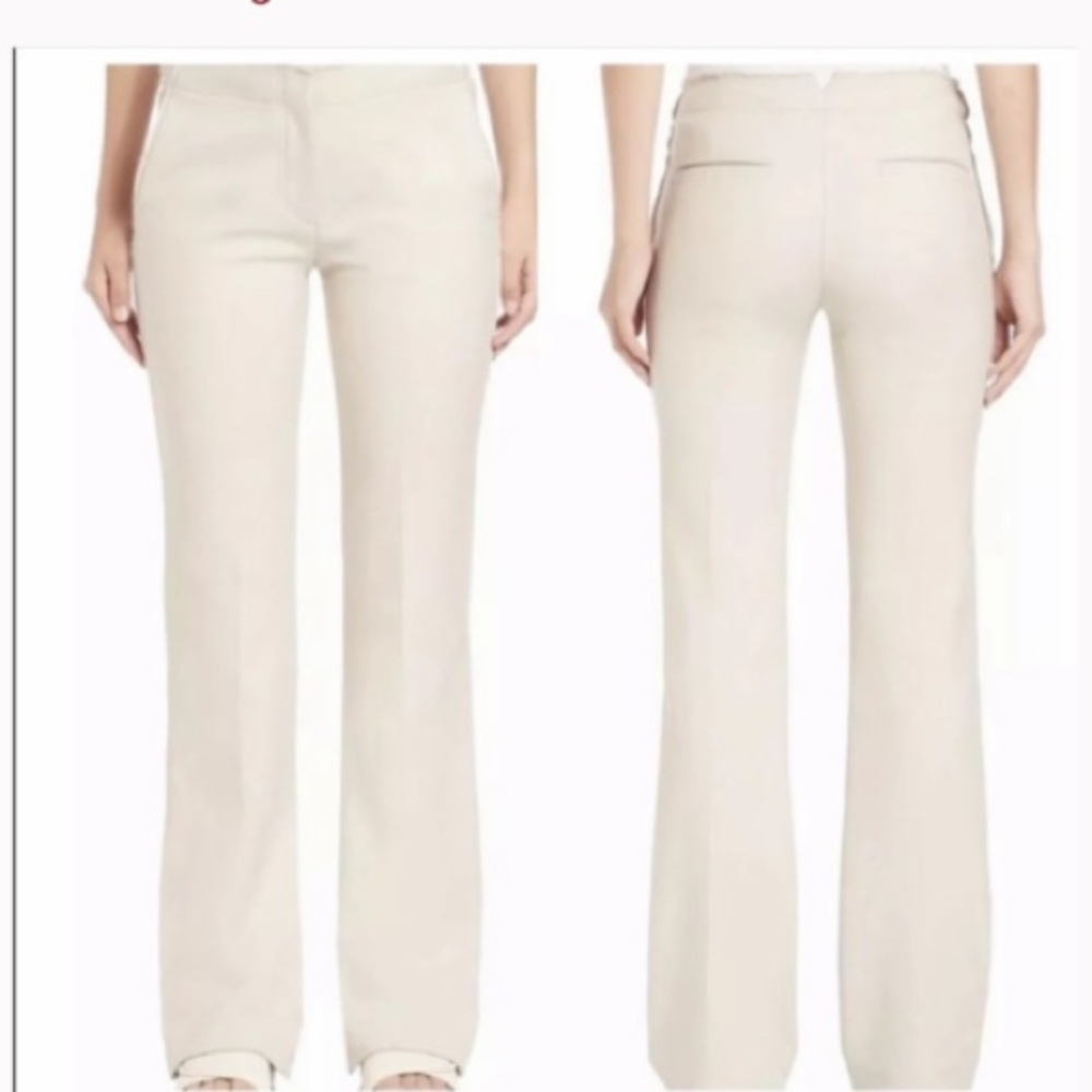 Helmut Lang Raw Seam Flare-Leg Pants, Oyster sz 2